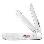 Case White Synthetic Mini Trapper with Flag Shield 14101 - Engravable