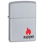 Zippo Logo with Flame-Satin Chrome 68193