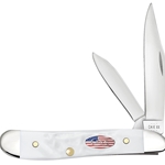 Case White Synthetic Peanut with Flag Shield 14105 - Engravable