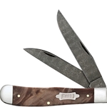 Case Natural Maple Burl Wood Damascus Trapper 15090 - Engravable