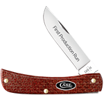 Case First Production Run Dark Red Burlap Micarta Sod Buster Jr CS 82273 - Engravable