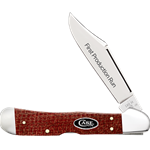 Case First Production Run Dark Red Burlap Micarta CopperLock CS 82276 - Engravable