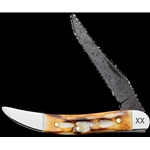 Burnt Natural Bone Deep Canyon Small Texas Toothpick Damascus 27236