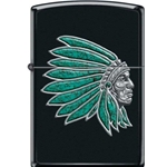 Zippo Chief with Turquoise Feathers 28916