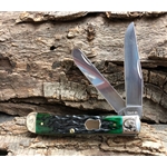 Bermuda Green Bone Trapper SFO with Scrolled Bolsters and Gift Box 72531 - Engravable
