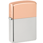 Zippo Bimetal Case Lighter Copper Lid - Sterling Silver Base - 48695
