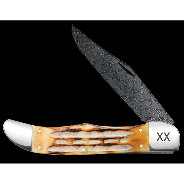 Burnt Natural Bone Deep Canyon Folding Hunter Damascus 27237