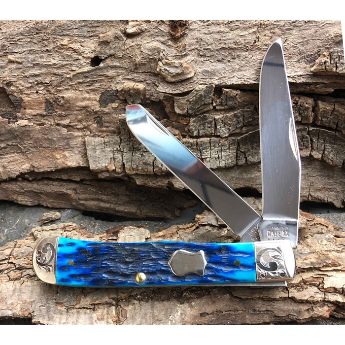 Caribbean Blue Bone Trapper SFO with Scrolled Bolsters and Gift Box 72536 - Engravable